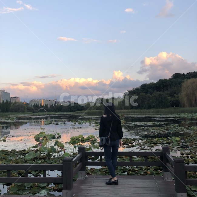human,인간,사람,water,물,난간,구름,하늘,인물,자연,소녀,여자