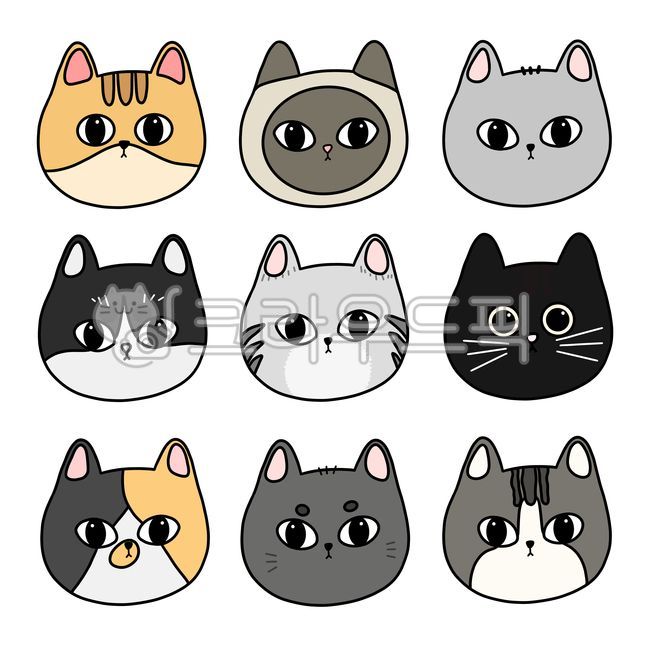 고양이,세계고양이의날,캐릭터,얼굴,동물,라인드로잉,드로잉,고양이얼굴,표정,기념일,아기자기,귀여운,스티커,다꾸,꾸미기,간단,단순,심플,얼굴캐릭터,회색,검정,샴,얼룩,베이지,삼색고양이,눈썹,animal,cat,character,drawing,face,애완동물,반려동물,반려묘
