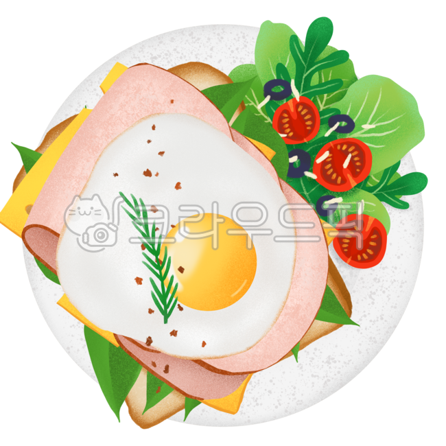 브런치,오픈샌드위치,샌드위치,토스트,계란,달걀,계란후라이,달걀후라이,음식,요리,식사,써니사이드업,카페메뉴,카페,올리브,방울토마토,샐러드,빵,식빵,베이커리,그릇,접시,식기,플레이팅,음식일러스트,브런치일러스트,카페일러스트,햄,슬라이스햄,치즈,슬라이스치즈,체다치즈,시금치,야채,로즈마리,허브,후추,햄토스트,햄치즈토스트