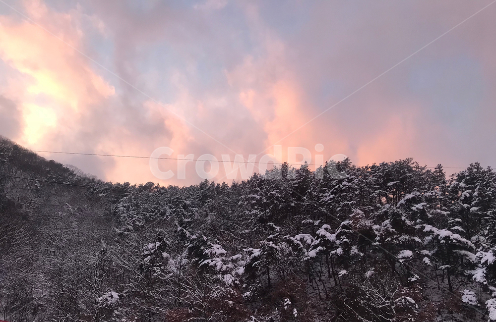 눈,겨울,산,구름,노을