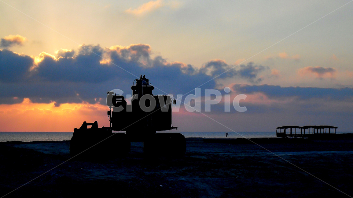 일출,중장비,해변,여명,공사,실루엣,현장,실루엣,그림자,silhouette,shadow,산업,industry,industrial