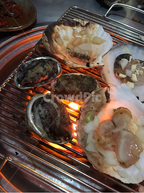 조개,구이,grilled,shellfish,뜨거운,hot,fire,연탄불,전복,해산물,seafood,음식,식재료,요리,food,cook,meal,dishes,food reserves