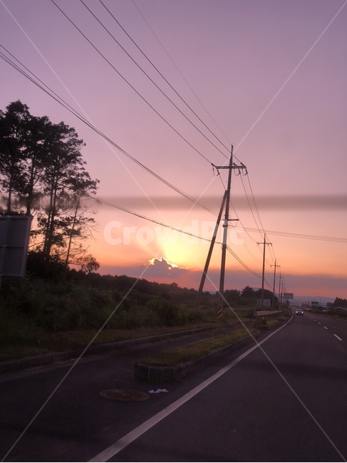 노을,핑크색하늘,지는태양,붉은하늘,전기줄,자연,풍경,nature,landscape,road,도로,outdoors,옥외
