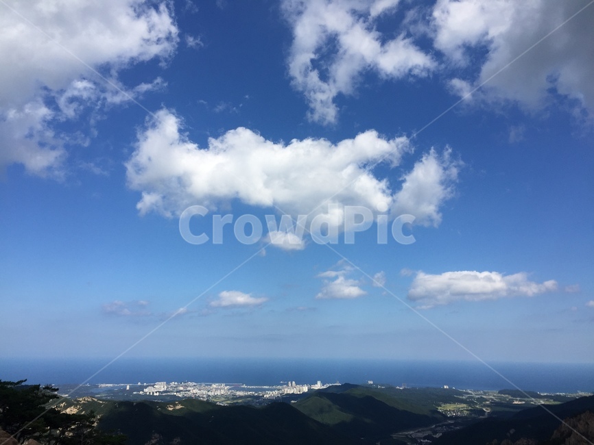구름,하늘,바다,설악산,하늘색,맑음