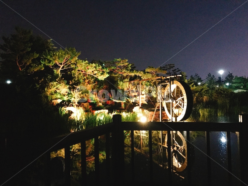 유림공원,물레방아,조명,풍경,공원,자연,풍경,nature,landscape,야경,밤,nightscape,night