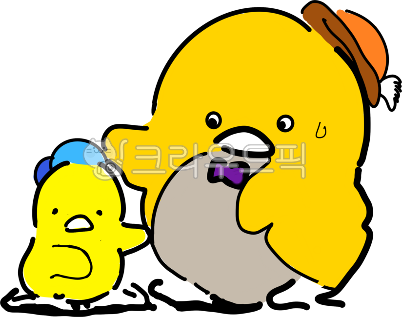 오리,아빠오리,아기오리,모자,귀여운,오리캐릭터,오리일러스트