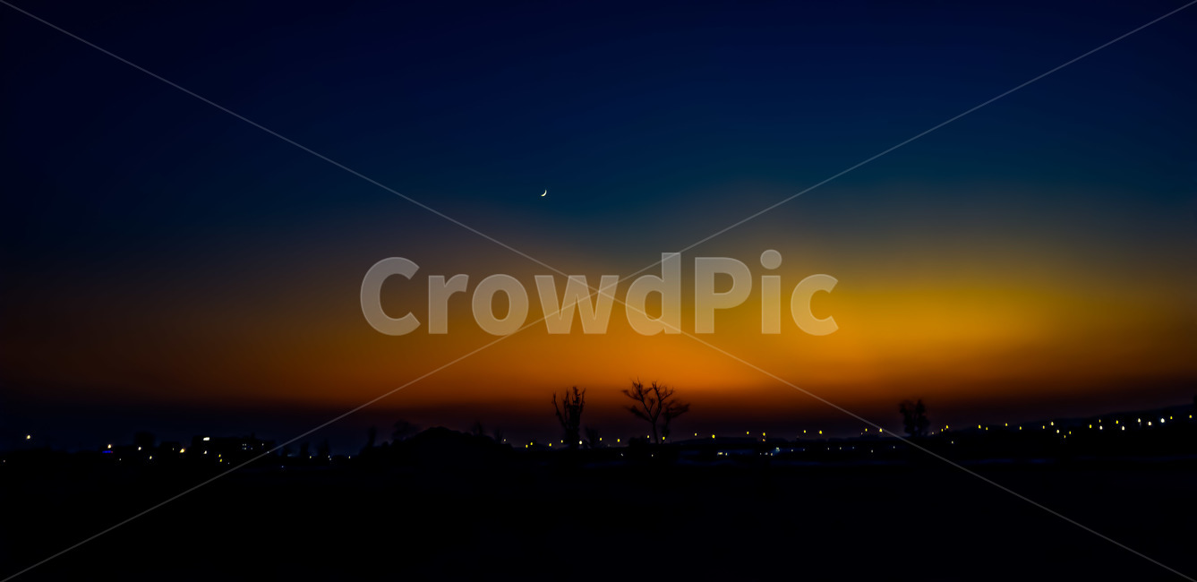 노을,초승달,저녁노을,풍경,moon,sunset