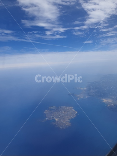 제주도,우도,비행기,지평선,상공촬영,비행기창가,하늘,바다,구름