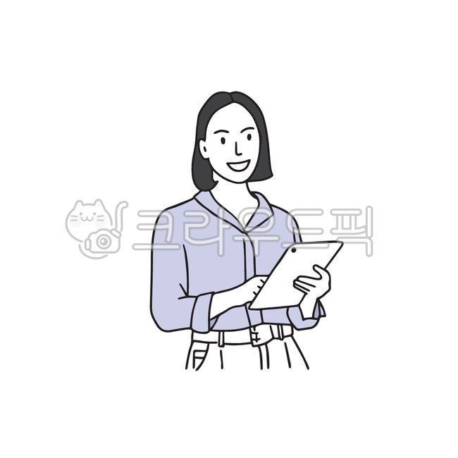 Short hair woman,People illustration,person explaining,office job,Woman touching iPad,officewoker,Office workers