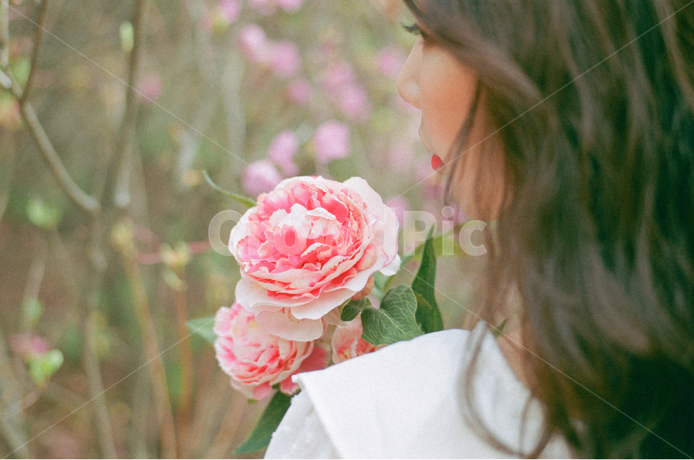 pink,profile,back,portrait,female,flower,Azalea