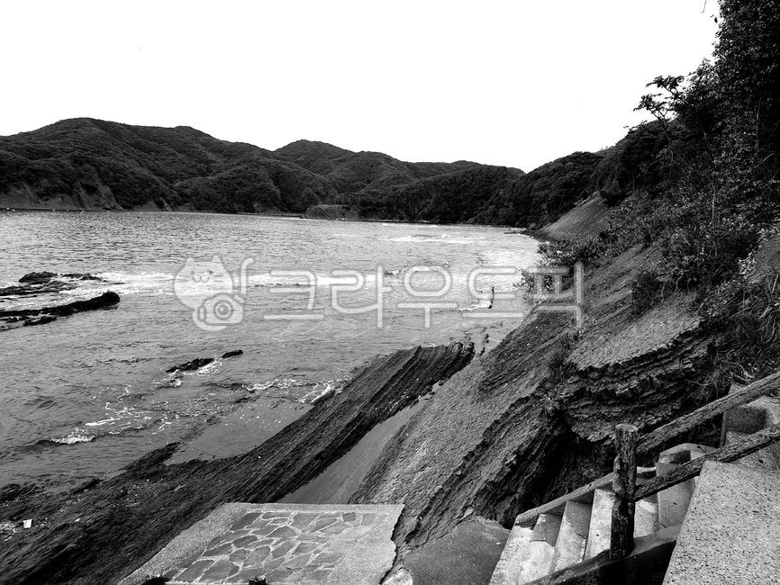 배경,풍경,바닷가,흑백사진,자연