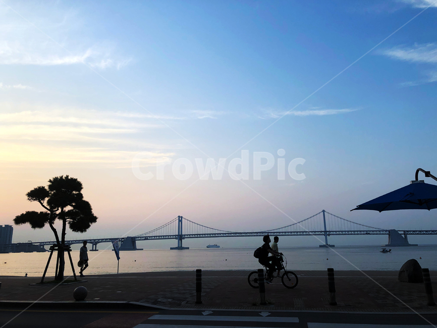 광안리,동틀무렵,바다,풍경,하늘
