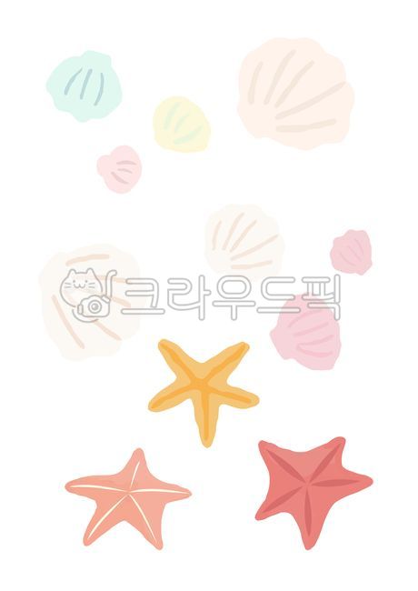 seafood,sticker,aquarium,summer,Sea Arbor Day,Beach,scallop,ocean,fish,sea creatures,illustration,clam,starfish,fish and shellfish