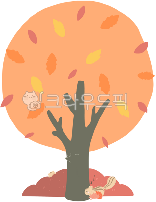 Autumn tree,squirrel,fallen leaves,autumn background,fall,season,illustration,maple leaves