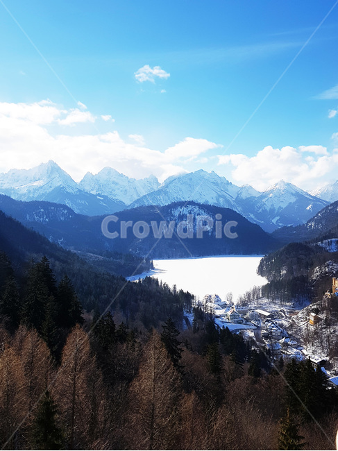 독일,퓌센,호엔슈방가우성,겨울,눈,하늘,배경,절경,germany,fussen,hohenschwangaucastle,sky,snow,winter,view
