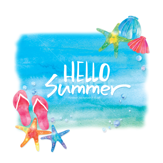 불가사리,샌들,조개,수채화,여름,감성,바다,프레임,여름,계절,summer,season,그래픽,일러스트레이션,graphic,illustration,캘리그라피,손글씨,calligraphy