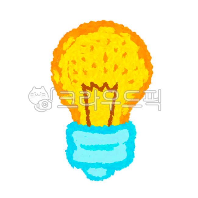아이디어,전구,이모티콘,다꾸,크레용,크레파스,다이어리꾸미기,스티커,오브제,노란색,하늘색,배경이투명한