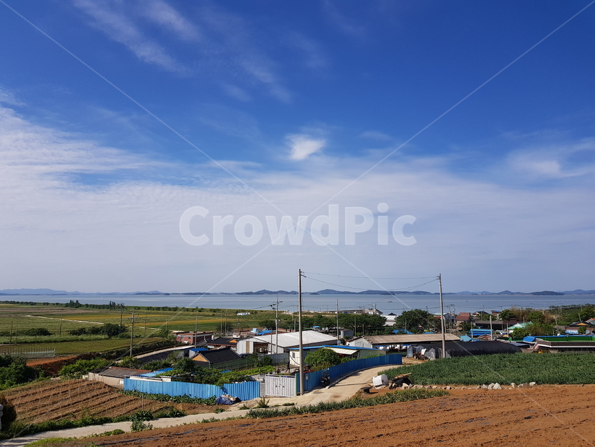 논,시골,하늘,바다,구름,시골,마을,풍경,landscape,country,rural,town