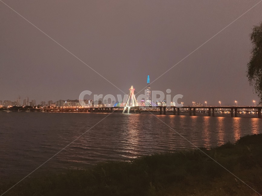 야경,한강,올림픽대교,풍경,제2롯데월드