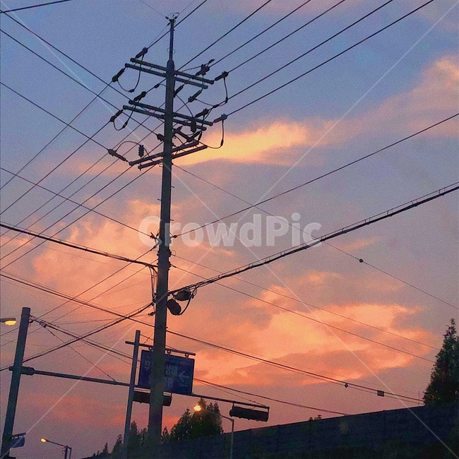 하늘,노을,전봇대,sky,sunset