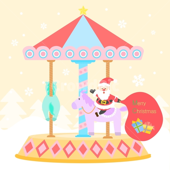 회전목마,산타,산타클로스,선물,크리스마스,겨울,플랫디자인,일러스트,겨울,계절,winter,season,메리크리스마스,성탄절,merry christmas,그래픽,일러스트레이션,graphic,illustration