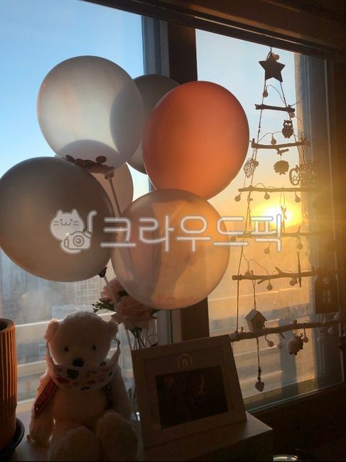 balloon,christmas tree,Sunrise,christmas,dawn light