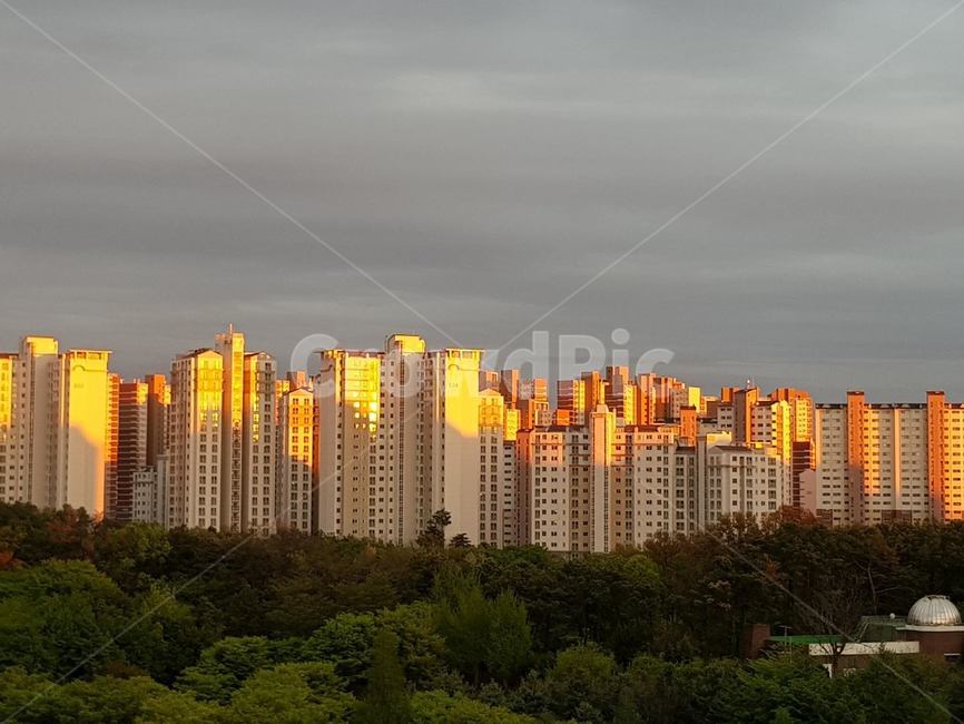 풍경,아파트,해질녘,오후,도시