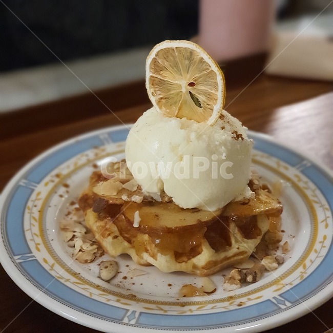 dessert,디저트,food,식품,creme,cream,크림,waffle,와플,레몬,lemon,디저트,간식,후식,dessert,snack