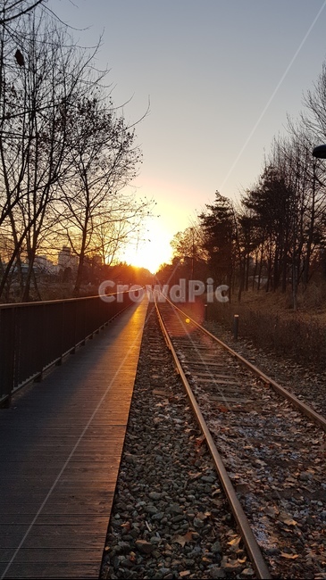 철길,해질녘,황혼,부드러움,빛
