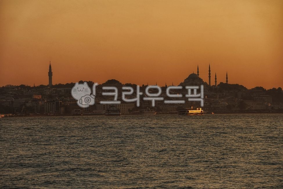 일몰,튀르키예,유람선,이스탄불,강변,강가,관광지
