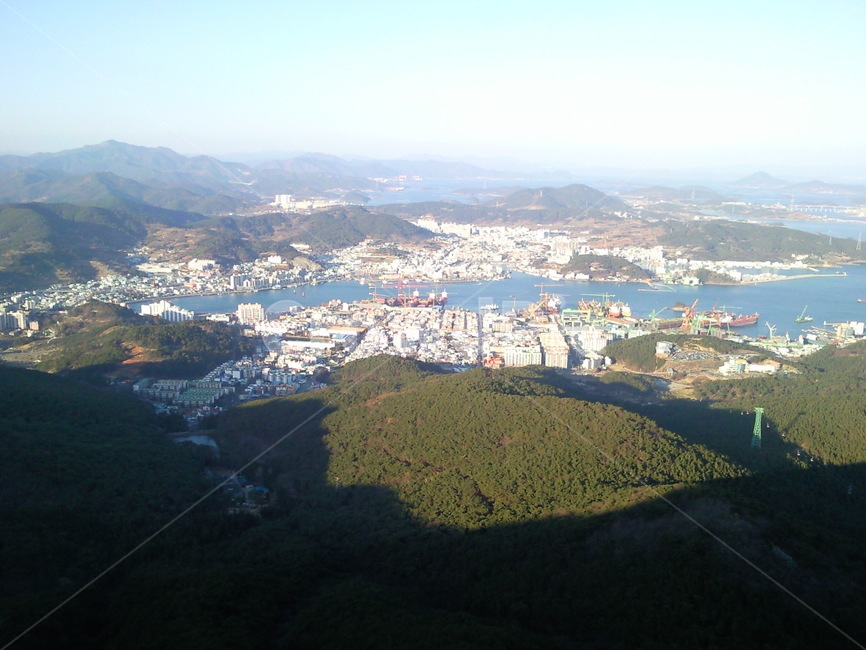 2009,Panoramic view of Mireuksan Mountain,Hallyeo Marine Waterworks,Tongyeong,south sea,Gyeongnam Tongyeong,Have a tea ceremony,Mireuksan Mountain