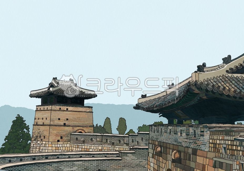 수원화성그림,수원화성,수원,한옥,기와,성,성벽,architecture,건축학,building,건물,house,집,housing,주택,roof,지붕,그림
