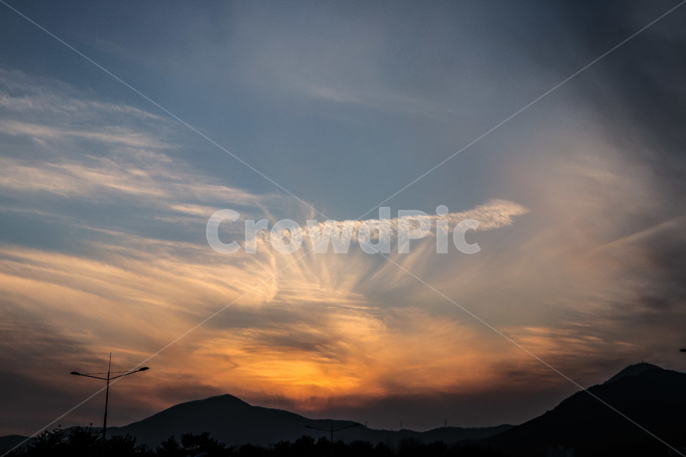 하늘,구름,노을,해질녘,가로등,자연,풍경,nature,landscape,outdoors,옥외,sky