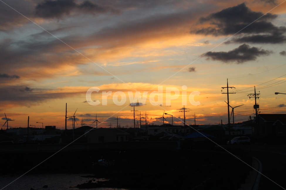석양,노을,하늘,황혼,일몰,풍경,해안도로,풍력발전,풍력발전소,sunset,sun,sky,ocean,제주도,nature,자연,제주해안도로,월정리,outdoors,옥외,redsky