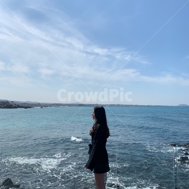 파도,제주도,예쁜여자,옆모습,감성,제주바다,하늘
