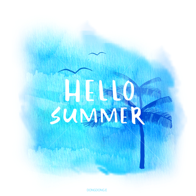 갈매기,야자수,야자나무,수채화,여름,감성,바다,여름,계절,summer,season,그래픽,일러스트레이션,graphic,illustration,캘리그라피,손글씨,calligraphy