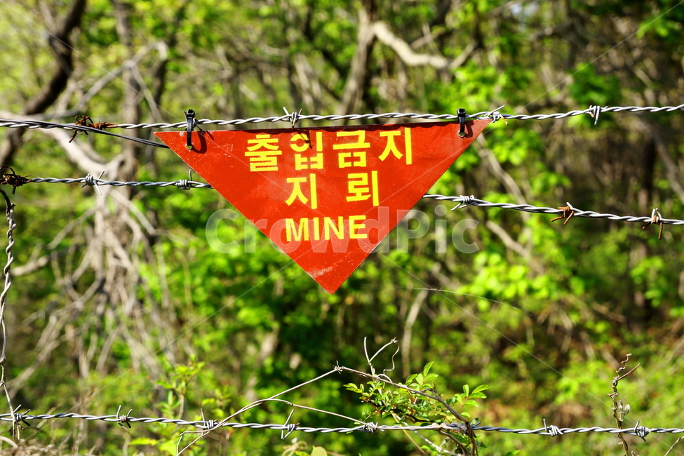 지뢰지대,출입금지,안내판,지뢰,비무장지대,휴전,휴전선,전쟁,남북한,정전