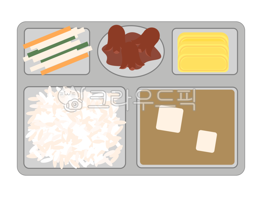도시락,식판,점심,도시락일러스트,급식,급식일러스트,식판일러스트,음식,음식일러스트,학교,급식그림,문어소시지,소시지,국,계란말이,밥,채소볶음