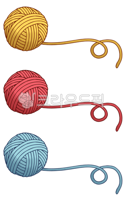 일러스트레이션,png,털실,실타래,실,일러스트,blue,yellow,red,파랑,빨강,노랑
