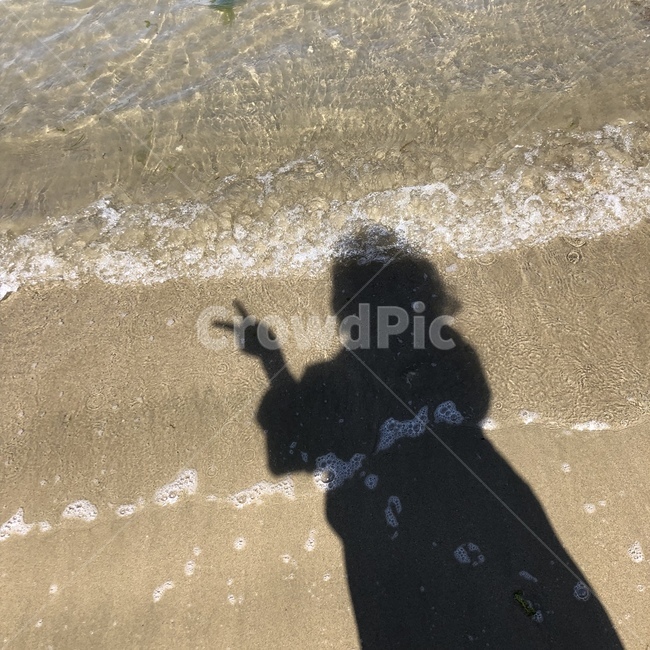 바닷가,그림자,브이,여자,여름