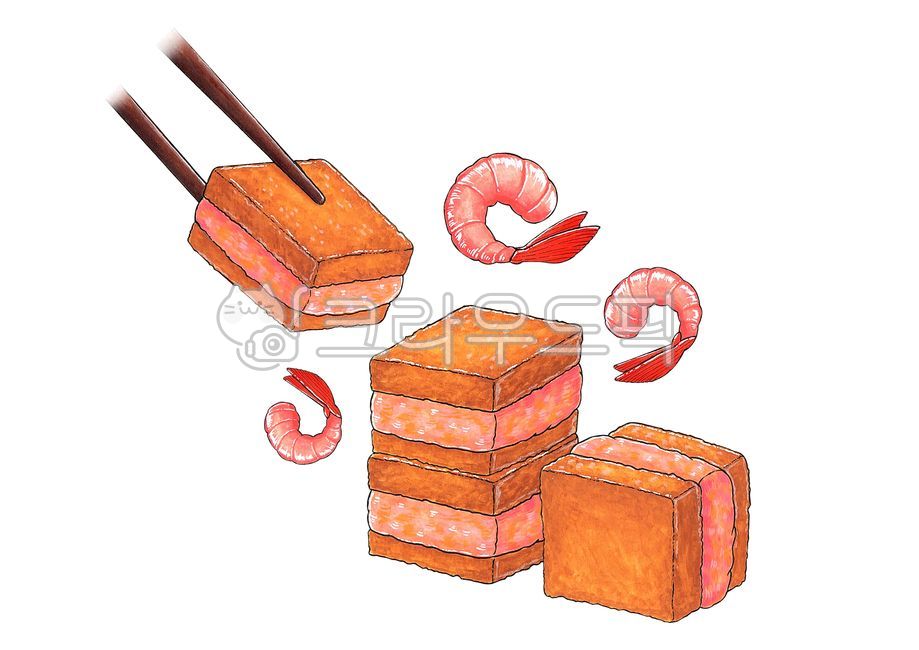 Drink snacks,fried food,snack,Menbosha,illustration,Whole shrimp menbosha,Chinese food,food