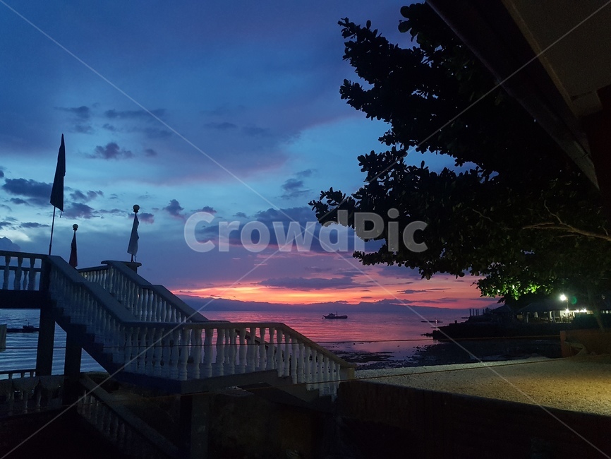 handrail,banister,난간,노을,cebu,바다,sea