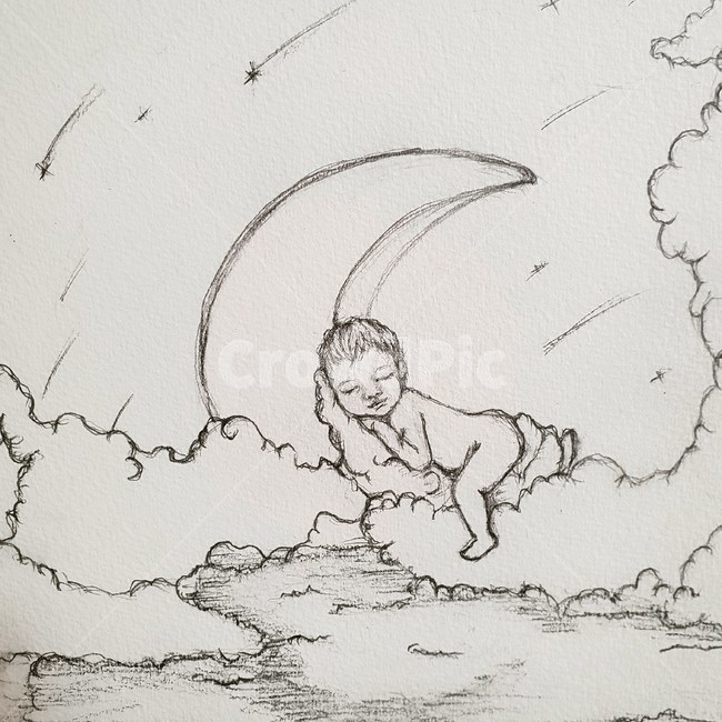 아기,그림,스케치,일러스트,달
