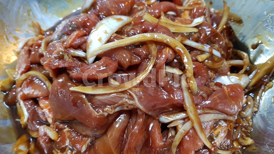 돼지고기,바베큐,양파,간장양념,음식,육류,고기,meat