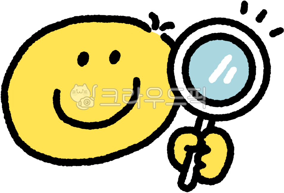 행복한,캐릭터,노랑,확대경,미소,스마일,웃는얼굴,스마일스티커,스마일일러스트,노란색,단순한,귀여운,미니멀,밝은,즐거운,행복한스마일,돋보기,돋보기를들고있는,돋보기를든,호기심,돋보기확대,돋보기관찰,돋보기발견,살펴보기,노랑이