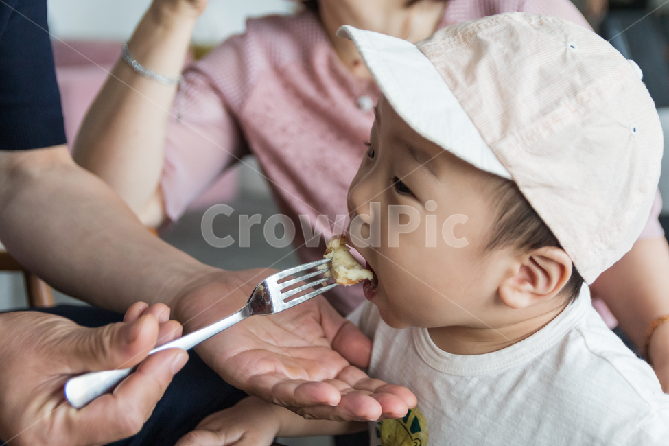 아기,가족,아이,남자아기,귀여운,작은,통통한,볼살,얼굴,먹고있는,포크,모자,남자,어린이,아동,유아,두살,인간,모델,식사,빵,표정,잘먹는,애기,식욕,건강한,튼튼한,사람,인물,인간,human,person,어린이,어린아이,child,children,kid