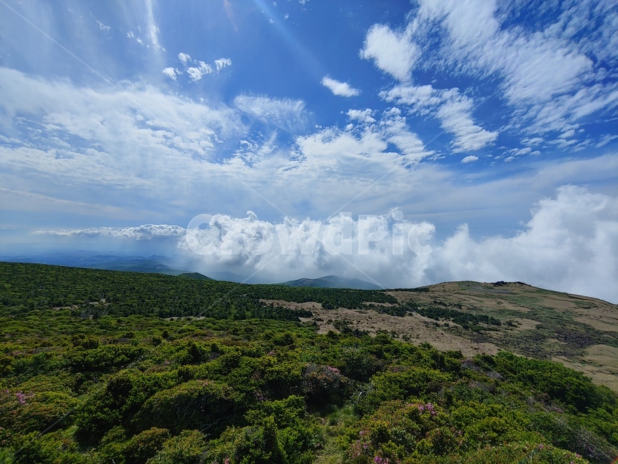 산,하늘,들판,풍경,숲,mountain,sky,clouds,green,초록,등산,한라산,구름