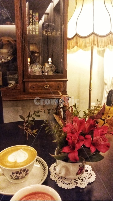 커피,라떼,조명,카페,분위기,꽃,커피,카페,coffee,cafe