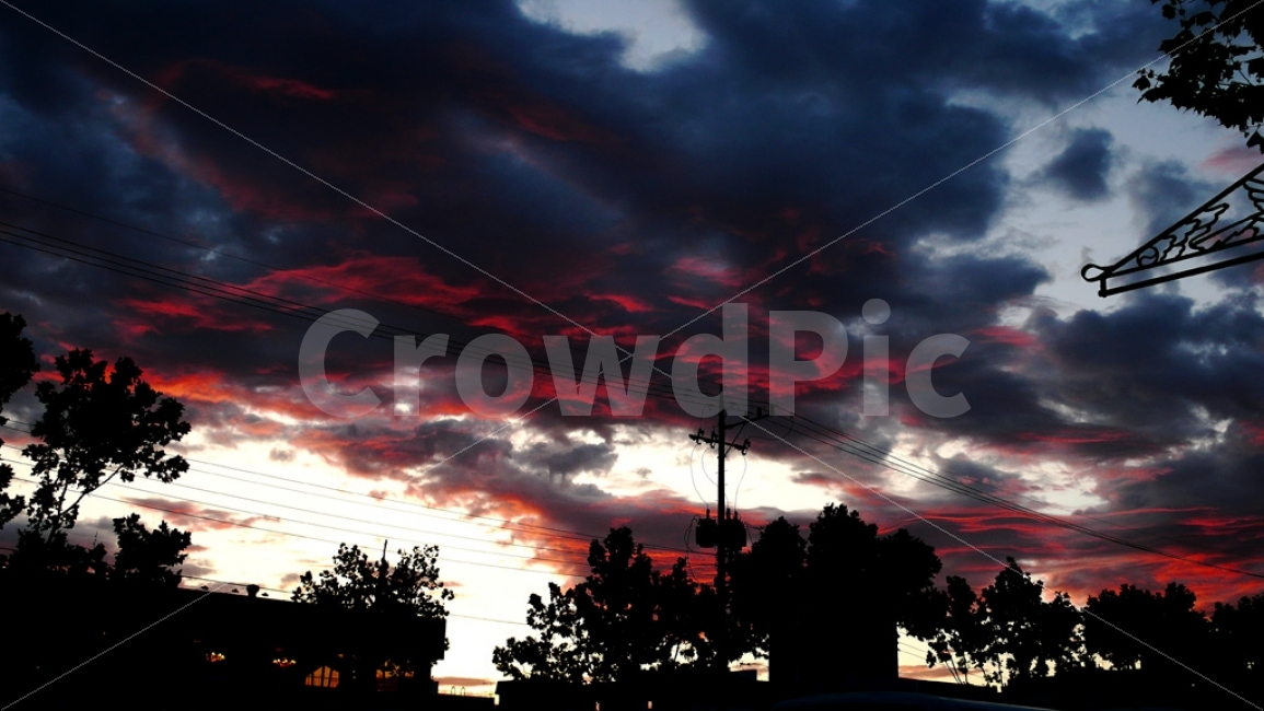 evening glow,a flaming sunset,Lee Moonse,sunset,red evening glow