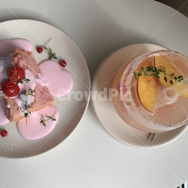 쉬폰,복숭아,소다,체리,체리케이크,음료,케이크,오렌지,과일,핑크,과일소다,디저트